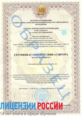 Образец сертификата соответствия аудитора №ST.RU.EXP.00006174-1 Щекино Сертификат ISO 22000